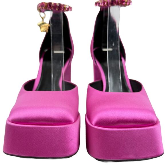 NEW Versace Aevitas Medusa Platform Crystals Pumps Pink Size 37 - Picture 6 of 12